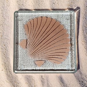 Coasters: NZ Made Glass Coaster Scallop - Copper - Single in display box