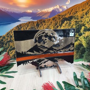 NZ Made Glass Platter/Plate - Reflections Moonlight - Orange w/stand