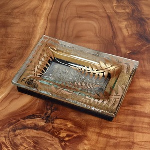 Glass Dishes: NZ Made Glass Rimu Soap/Jewelry Dish Ferns - Copper