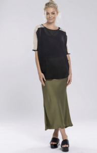 Products: Muse Satin Skirt Moss Green - Fifty Five