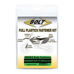 Hardware: Bolt Body Work Fastener Kit Kawasaki ’02–Current KLX110 Works Kit
