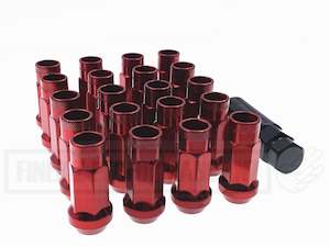 Car Parts: STEEL WHEEL NUTS WITH KEY M12 x P1.25 - RED