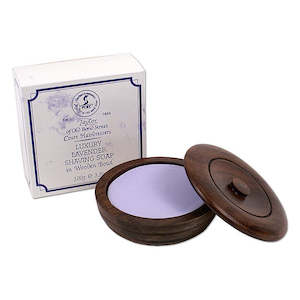 The Three Ts: Taylor of Old Bond Street Lavender Soap Wooden Bowl 100g