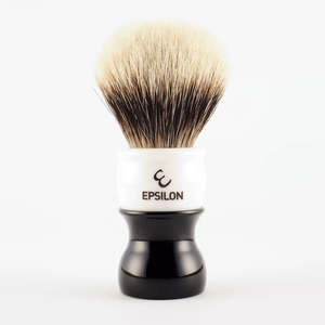 Premium Brushes: Epsilon Two Band Badger Shaving Brush (26mm Knot / Black & White Handle)