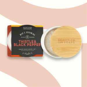 Scottish Fine Soaps Shave Soap & Bowl 100g (Thistle & Black Pepper)