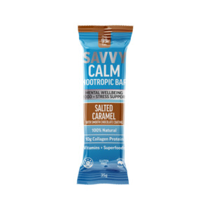 PRE-ORDER AVAILABLE ON SUBSCRIPTION SAVVY Calm+ Nootropic Bars (Salted Caramel)