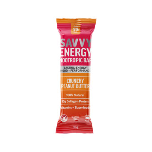 PRE-ORDER AVAILABLE ON SUBSCRIPTION SAVVY Energy+ Nootropic Bars (Crunchy Peanut Butter)