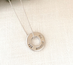 Memorial Jewellery Silver Family RIng Necklace Made With Love