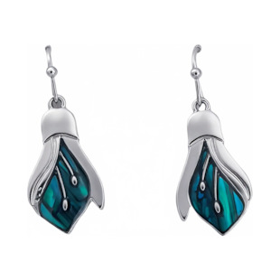 Paua Kowhai Dangle Hook Earrings