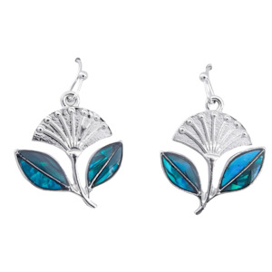 Paua Pohutukawa Dangle Hook Earrings