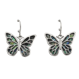 Earrings: Paua Monarch Dangle Hook Earrings