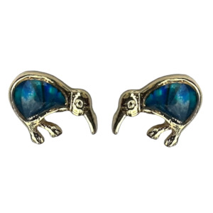 Earrings: Paua Classic Kiwi Stud Earrings Gold Colour