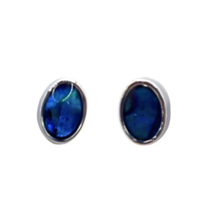 Earrings: Paua Bezel Small Oval Stud Earrings