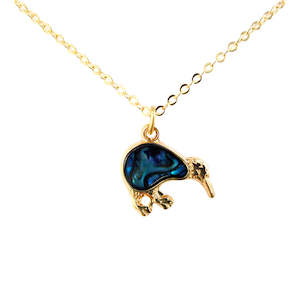 Necklaces: Paua Small Classic Kiwi Pendant Necklace Gold Colour