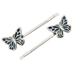 Paua Monarch Butterfly Hair Pins