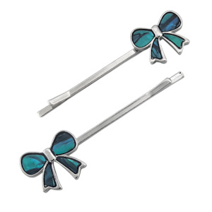 Hair Accessories: Paua Pretty Bow Hair Pins