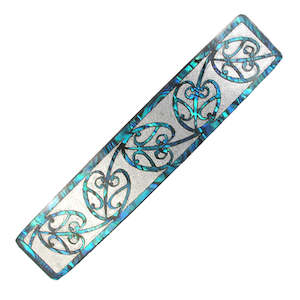 Hair Accessories: Paua Rectangular Kowhaiwhai Hair Clip Barrette