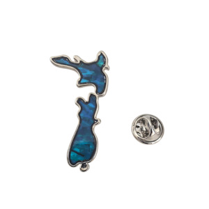 Paua NZ Map Lapel Pin