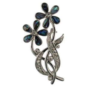 Brooches: Paua Diamante Flower Bouquet Brooch