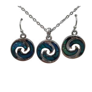 Paua Intertwined Koru Necklace Earring Set