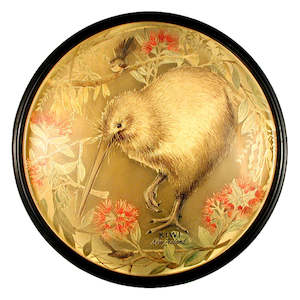 Decorative Round Kiwi & Flora Gold Foil Plate
