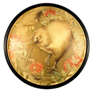 Giftware: Coaster Resin Gold Foil Kiwi Bird & Flora