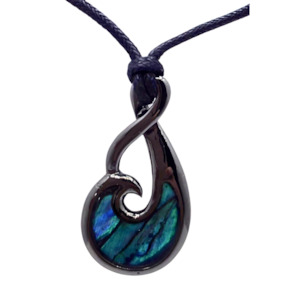 Cord Necklaces: Paua Black Metal Single Twist Cord Necklace