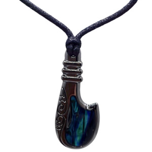 Paua Black Metal Patu Cord Necklace