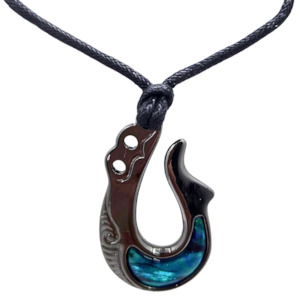 Paua Black Metal Simple Hook Cord Necklace