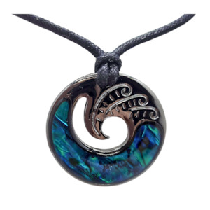 Cord Necklaces: Paua Black Metal Wave Cord Necklace