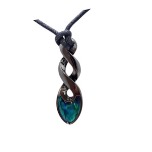 Paua Black Metal Double Twist Cord Necklace