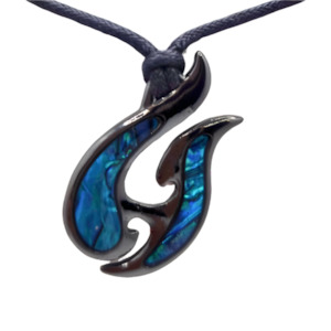 Cord Necklaces: Paua Black Metal Hook Cord Necklace