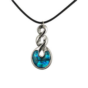 Paua Pikorua Twist Pendant Cord Necklace