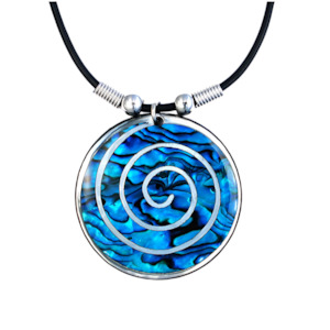 Cord Necklaces: Paua Large Circle Swirl Cord Necklace