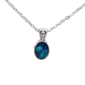 Tear Drop Necklaces: Paua Bezel Small Oval Necklace