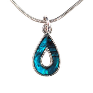 Tear Drop Necklaces: Paua Open Tear Drop Necklace
