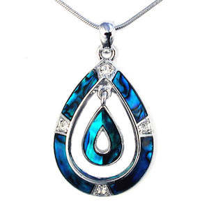 Paua Open Tear Drop Dangle Necklace