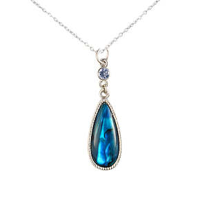 Tear Drop Necklaces: Paua Tear Drop Blue Gem Necklace
