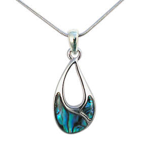 Tear Drop Necklaces: Paua Curved Open Drop Chain Necklace