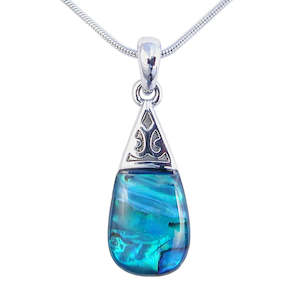 Tear Drop Necklaces: Paua Filigree Drop Chain Necklace