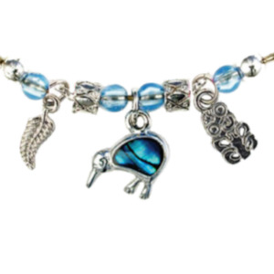 Kiwis: Paua Kiwi Fern Tiki Beaded Chain Necklace