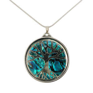 Nz Made Jewellery: Paua Tree of Life Pendant Necklace
