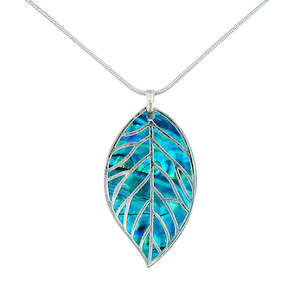 Nz Made Jewellery: Paua Leaf Pendant Necklace
