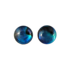 Nz Made Jewellery: Paua 8mm Round Stud Earrings