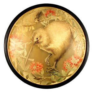 Giftware: Bar Tray Gold Foil Kiwi & Flora W Stand