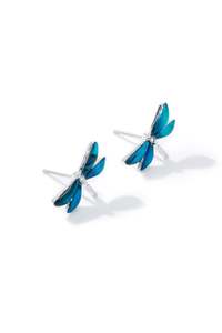 Paua Diamante Dragonfly Stud Earrings