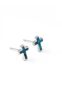 Paua Plain Cross Stud Earrings