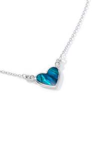 Paua Bezel Heart Diamante Pendant Necklace