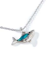 Necklaces: Paua Hump Back Whale Pendant Chain Necklace