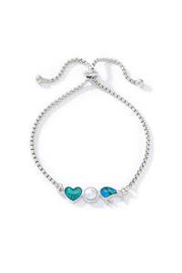 Paua Heart Pearl Kiwi Bar Chain Bracelet